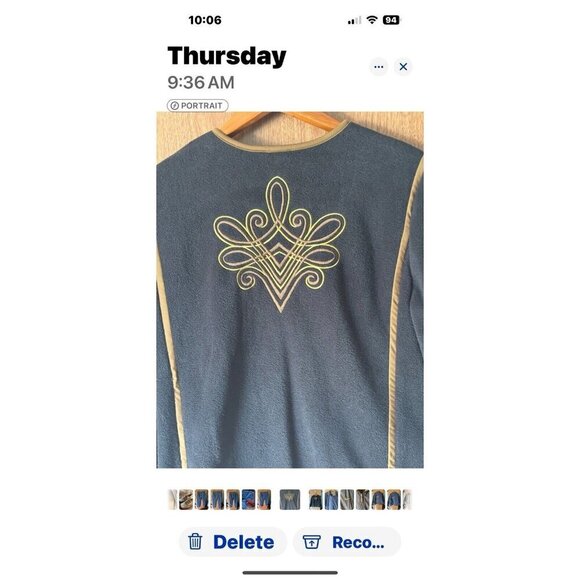 Bob Mackie Wearable Art Black Fleece Jacket With Gold Embroidery Size Medium - Picture 5 of 10